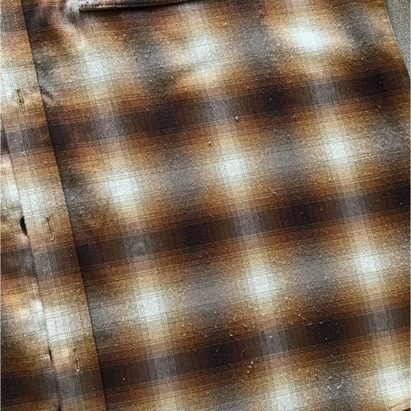 Swiss Tech Brown Plaid Long Sleeve Polyester Stretch Casual Shacket Thick Shirt - Picture 6 of 8